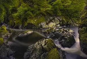 Wales Prints: Betws-y-coed fairy glen with wonderful cascading waterfalls