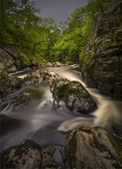 Wales Prints: Betws-y-coed fairy glen with wonderful cascading waterfalls