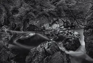 Wales Prints: Betws-y-coed fairy glen with wonderful cascading waterfalls