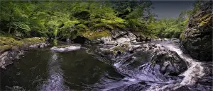 Wales Prints: Betws-y-coed fairy glen with wonderful cascading waterfalls