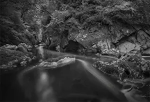 Wales Prints: Betws-y-coed fairy glen with wonderful cascading waterfalls