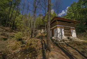 Bhuddist Prayer houses inthe mountainous area near Paro, in Eastern Bhutan