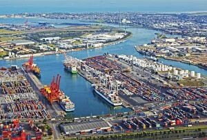 Images Dated 30th April 2011: Birds eye view of industrial dockland area of Melbournes Coode Island