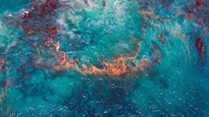 Bizarre ocean textures shot by drone, Kalbarri, Western Australia