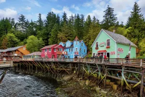 A Block of Fourth Avenue in Fairbanks Along Creek Street, Downtown of Ketchikan, Alaska, United States of America A Block of Fourth Avenue in Fairbanks Along Creek Street, Downtown of Ketchikan, Alaska, United States of America