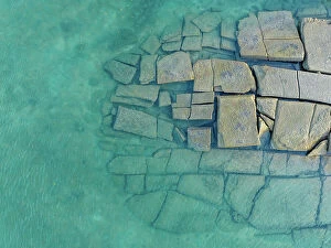 Images Dated 12th July 2023: Block shaped rocks in the Indian Ocean photographed from directly above, Western Australia