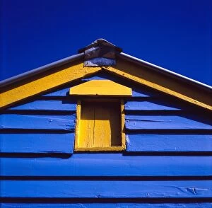 Images Dated 16th October 2014: Blue and yellow painted building under blue sky