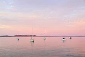 Images Dated 3rd July 2015: Boats moored in Boston Bay at sunset