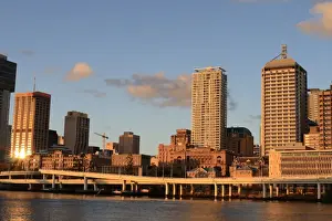 Brisbane Central Business District bathed in golden afternoon light