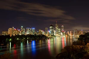 Images Dated 28th May 2014: Brisbane city skyline at night across river