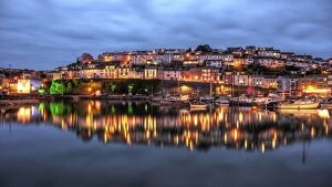 Images Dated 2nd May 2014: Brixham harbour evening old town reflections