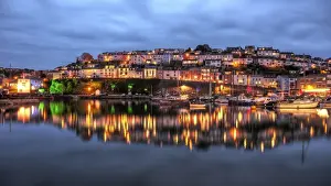 Brixham harbour evening old town reflections