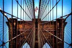 Images Dated 10th May 2014: Brooklyn Bridge and the American flag