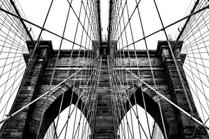 Alt New York Architecture Prints: Brooklyn Bridge architecture in black and white