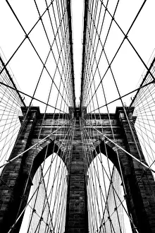 Brooklyn Bridge architecture in black and white