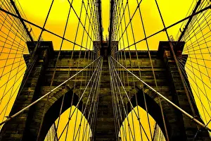 Brooklyn Bridge architecture in yellow