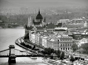 Images Dated 2010 May: Budapest parliament and Margaret Bridge view