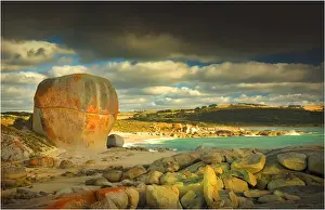 Castle Rock and the colourful coastline at Marshall bay, Flinders Island, Bass Strait, Tasmania