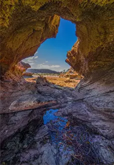 Cave beach in Port Davies at low tide, Flinders Island, Bass Strait, Tasmania, Australia