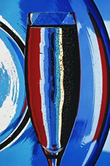 John W Banagan Prints: Champagne glass, colorful background