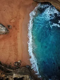 Cinematic vivid colours of an aerial beach shot in Australia