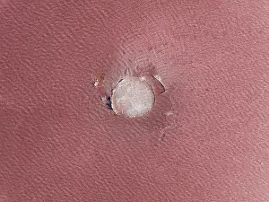 Abstract Aerial Art Prints: Circular hole in Lake Bumbunga shot from a overhead perspective