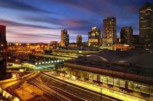 The City Skyline And Southern Cross Railway Station in Melbourne, Victoria, Australia