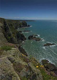 Wales Prints: The coastal cliffs at South Stack, Angelsea, Northern Wales, United Kingdom