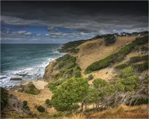 Coastal views near the Wall, an area so named because of its steepness, extreme difficulty and sheer hardship to land boats in the early colonial days. East coast of King Island, Bass Strait, Tasmania