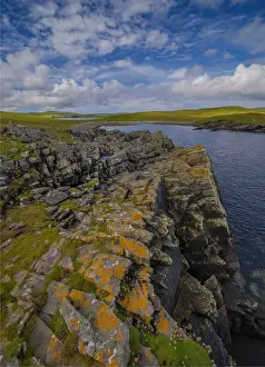 Shetland Islands Prints: The coastline on Mousa, one of the smaller Islands in the Shetlands group