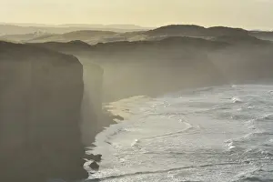 Coastline with Ocean Waves and Morning Mist