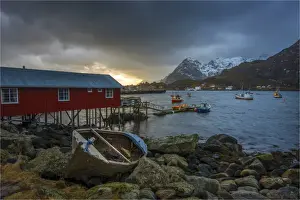 The coastline at Sorvagen during winter, Lofoten Peninsular, Norway