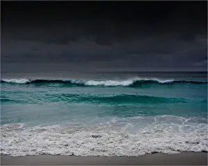 The coastline and surging seas at Binnalong Bay on the East coast of Tasmania