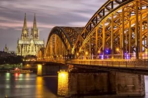 Images Dated 5th October 2013: Cologne Cathedral with Hohenzollern bridge