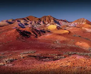 The Colourful and dramatic hill formations of the Breakaways, near Coober Pedy, in South Australia