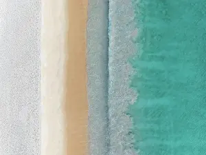 Abstract Aerial Art Prints: Cottesloe Beach photographed from a drone point of view
