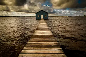 Wood Material Prints: Crawley Edge Boatshed (Blue Boat House) ÔÇâ
