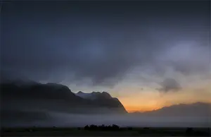 Eglington Valley Prints: Dawn mist rising from the Eglinton Valley, south island, New Zealand