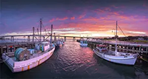 Trawler Prints: Dawn at San Remo wharf, Victoria, Australia
