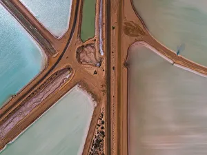 Divisions of salt storage ponds as seen from above, Western Australia Divisions of salt storage ponds as seen from above, Western Australia