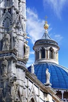 Catholicism Prints: The Dome and Facade Sculptures of Siena Cathedral (Duomo di Siena), Siena, Tuscany, Italy
