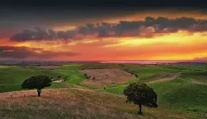 Dramatic Winter dawn Light at Red Rocks Volcanic Lookout near Colac, Western district, Victoria, Australia