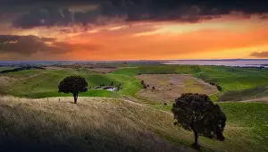 Dramatic Winter dawn Light at Red Rocks Volcanic Lookout near Colac, Western district, Victoria, Australia