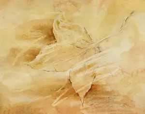 Dried Leaf Mixed Media Sepia Toned Artwork