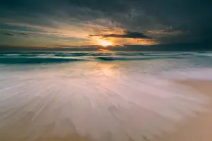 Drmatic sunrise over sea