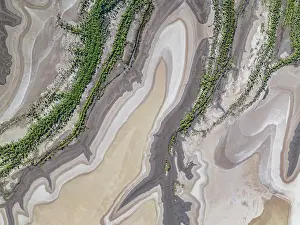 Abstract Aerial Art Prints: Drone image showing wetlands of the King River, Western Australia, Australia