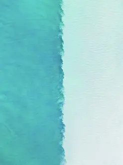 Aerial Beach Photography Prints: Drone photo directly above a water confluence in the Indian Ocean