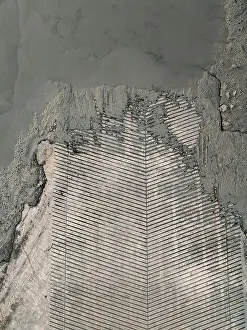 Abstract Aerial Art Prints: Drone photo looking down on a boat ramp, Mary River, Northern Territory, Australia