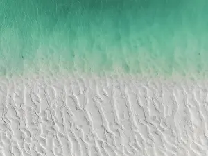 Aerial Beach Photography Prints: Drone photo looking down on a textured beach in Willie Creek estuary