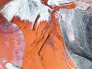 Drone photograph looking down on mine tailings, Perth, Western Australia, Australia